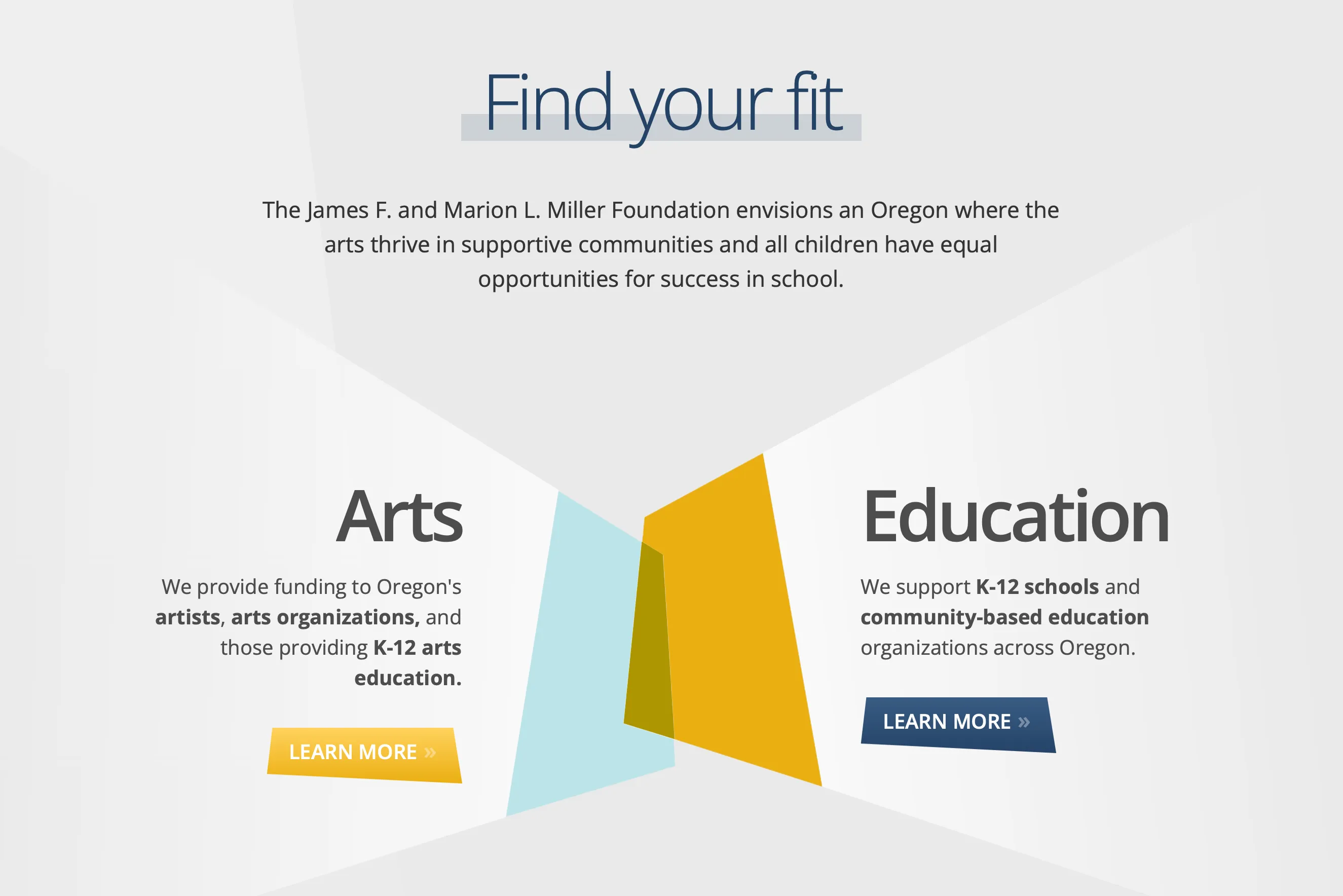 Miller Foundation homepage gateway after redesign