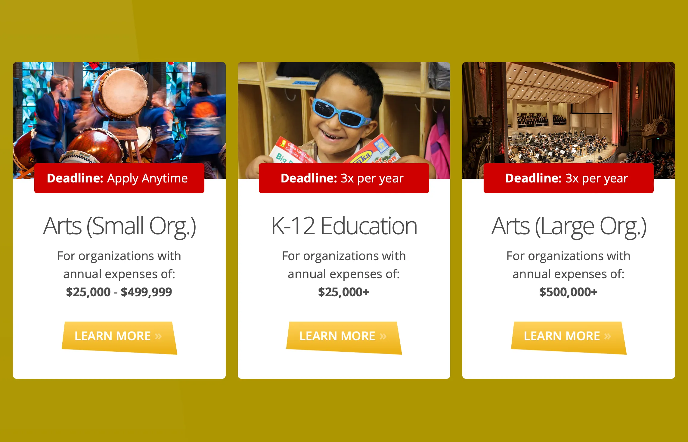 Grant options page with clearer eligibility paths