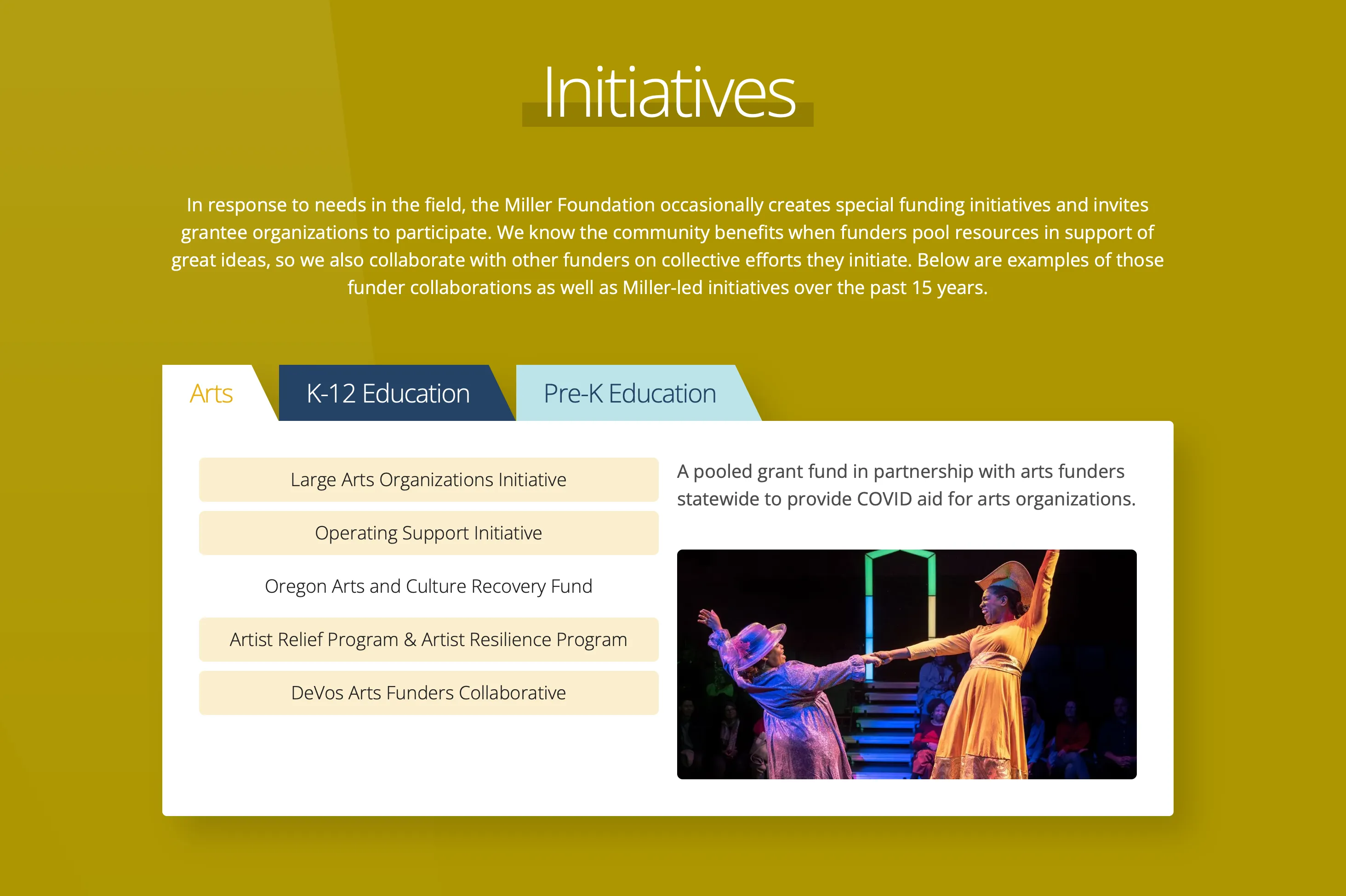 Initiatives page with program-focused content