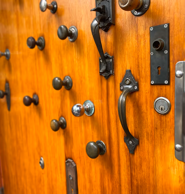 The antique doorknob at the studio's front entrance.